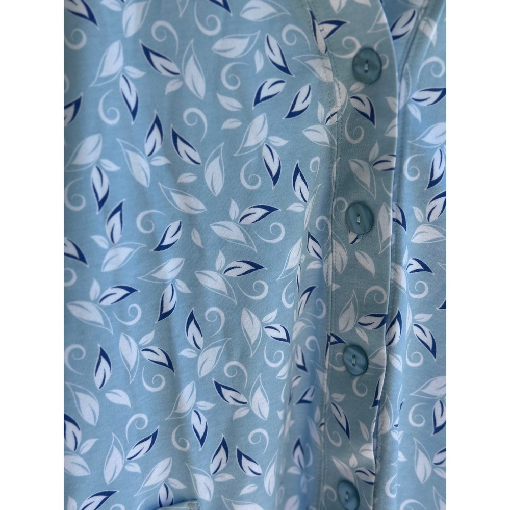 National UltraSofts Women's PS  Blue Leaf Print Button Front Pocket Cardigan NWT